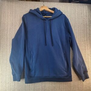 Fabletics Hoodie Mens Medium Blue‎ Pullover Zip Pockets Athletic Performance